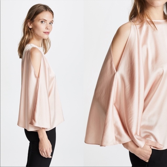 Ramy Brook Tiffany Cold-Shoulder Cape Blouse in Blush - Picture 3 of 8